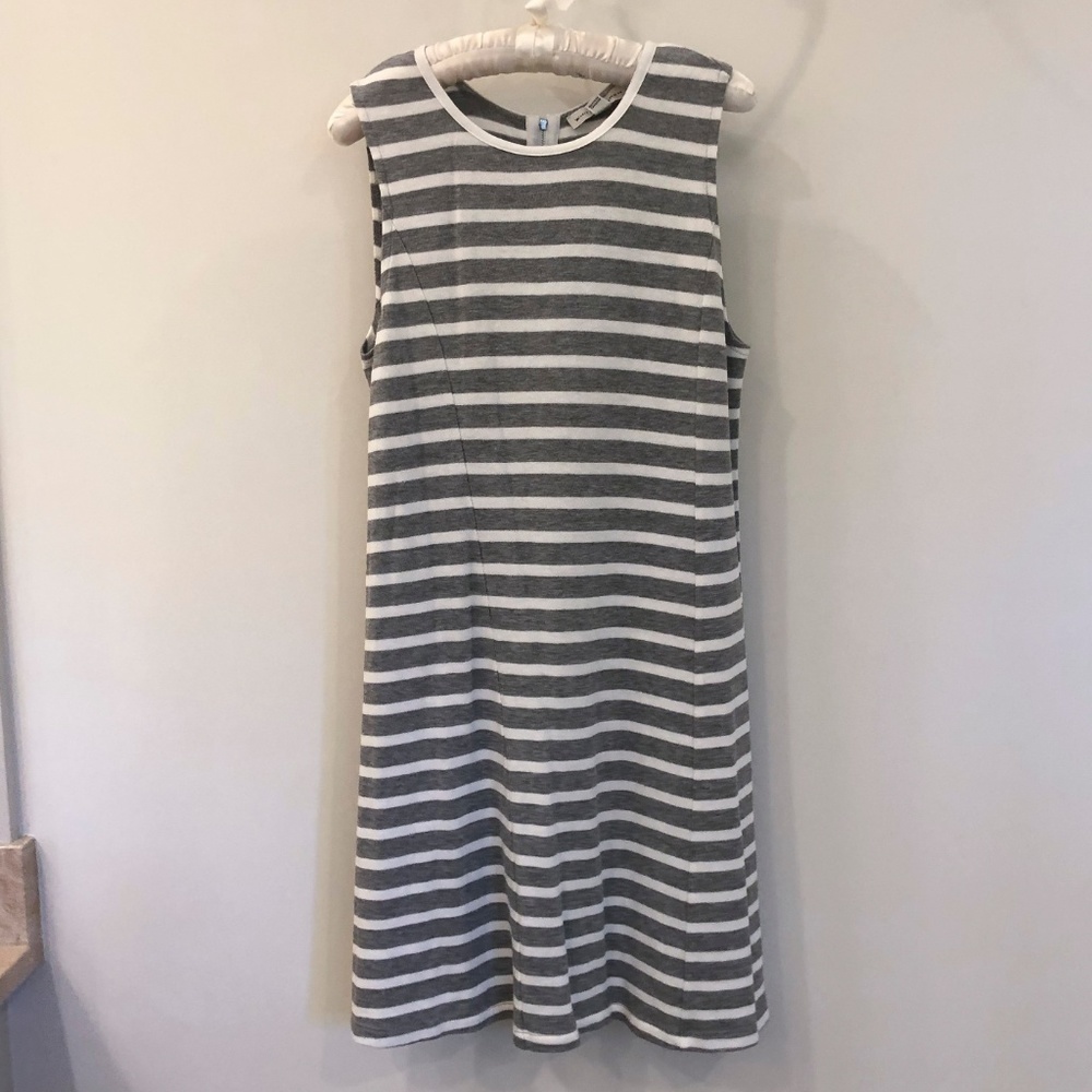White & Warren grey and white striped dress - Picture 3 of 5